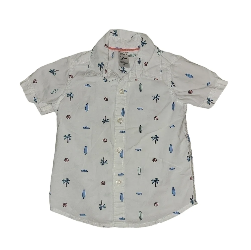 5/$25 Carter’s size 12 months short sleeve button down shirt